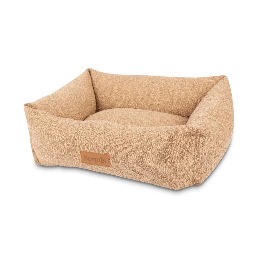 desert brown soft plush boucle bed